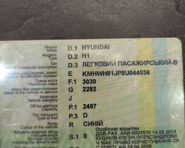 Синий Хендай H-1, объемом двигателя 2.48 л и пробегом 330 тыс. км за 10000 $, фото 1 на Automoto.ua