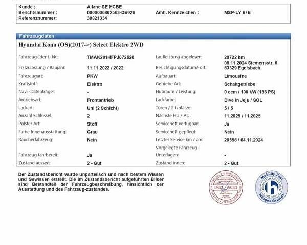Синий Хендай Kona, объемом двигателя 0 л и пробегом 21 тыс. км за 17900 $, фото 39 на Automoto.ua