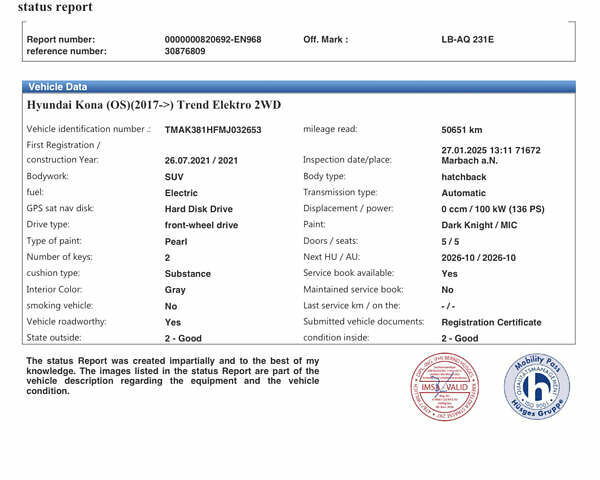 Серый Хендай Kona Electric, объемом двигателя 0 л и пробегом 50 тыс. км за 18500 $, фото 13 на Automoto.ua