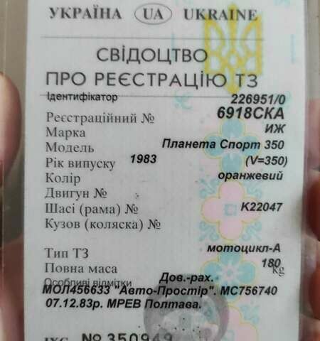 Оранжевый ИЖ Планета Спорт, объемом двигателя 0 л и пробегом 19 тыс. км за 700 $, фото 2 на Automoto.ua