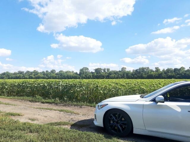 Белый Инфинити Q50, объемом двигателя 3.7 л и пробегом 129 тыс. км за 14000 $, фото 1 на Automoto.ua