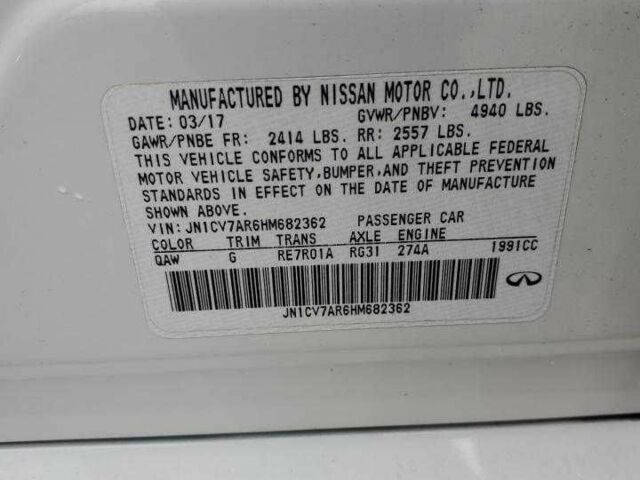 Белый Инфинити Q50, объемом двигателя 2 л и пробегом 148 тыс. км за 2200 $, фото 11 на Automoto.ua