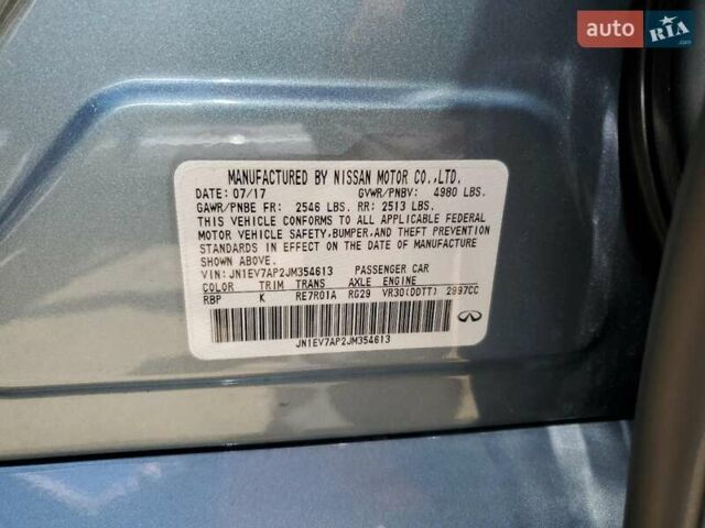 Синий Инфинити Q50, объемом двигателя 3 л и пробегом 72 тыс. км за 3000 $, фото 11 на Automoto.ua