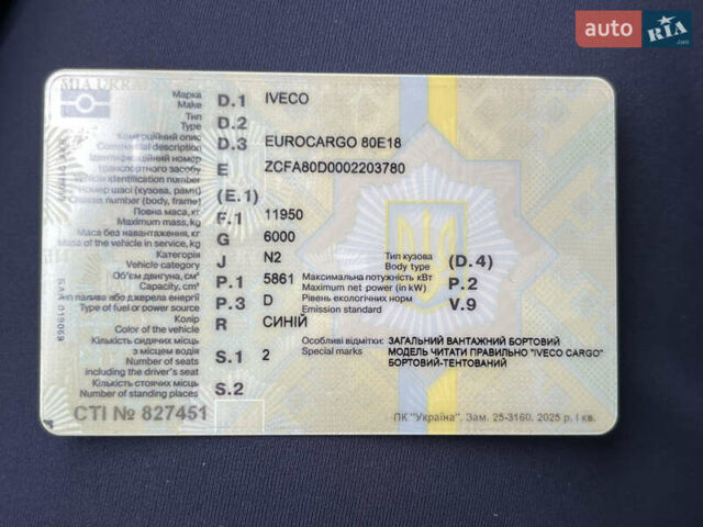 Синий Ивеко ЕвроКарго, объемом двигателя 5.86 л и пробегом 379 тыс. км за 11000 $, фото 14 на Automoto.ua