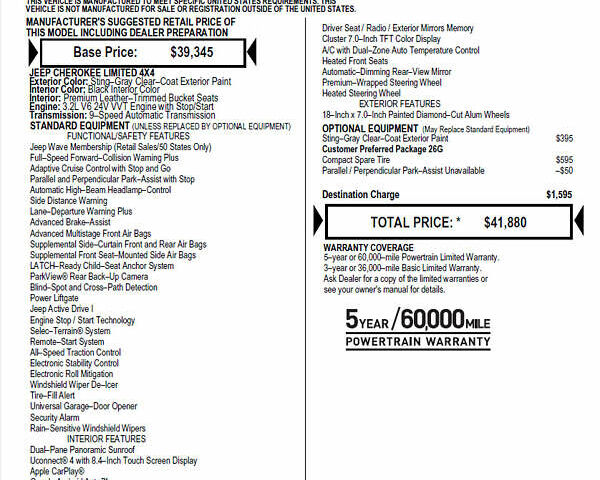 Сірий Джип Cherokee, об'ємом двигуна 3.24 л та пробігом 55 тис. км за 21800 $, фото 18 на Automoto.ua