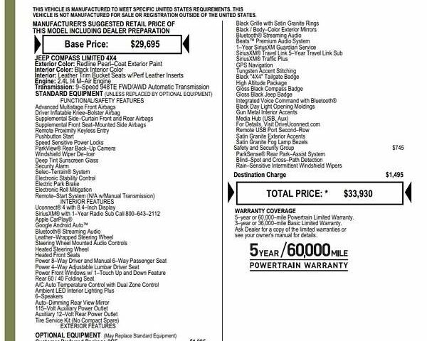 Червоний Джип Compass, об'ємом двигуна 2.36 л та пробігом 76 тис. км за 17500 $, фото 15 на Automoto.ua