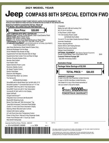 Сірий Джип Compass, об'ємом двигуна 2.4 л та пробігом 108 тис. км за 21274 $, фото 85 на Automoto.ua