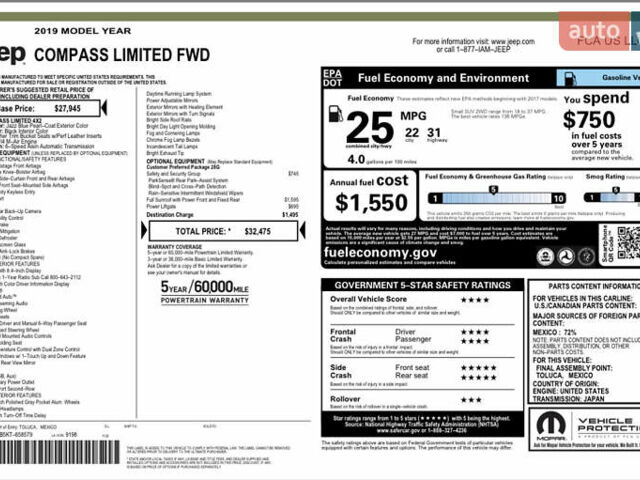 Синий Джип Компас, объемом двигателя 2.36 л и пробегом 120 тыс. км за 15300 $, фото 21 на Automoto.ua