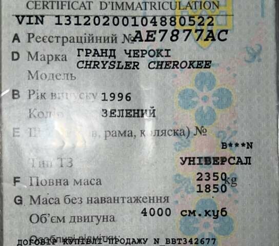 Зеленый Джип Гранд Чероки, объемом двигателя 3.96 л и пробегом 200 тыс. км за 4500 $, фото 11 на Automoto.ua