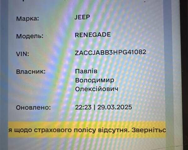 Белый Джип Ренегат, объемом двигателя 2.4 л и пробегом 86 тыс. км за 12792 $, фото 1 на Automoto.ua