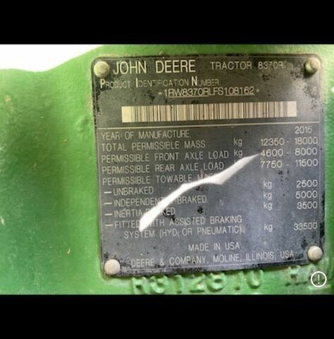 Джон Дир 8370Р, объемом двигателя 0 л и пробегом 0 тыс. км за 279122 $, фото 9 на Automoto.ua