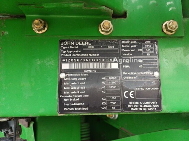 Джон Дир С 670, объемом двигателя 0 л и пробегом 0 тыс. км за 271125 $, фото 10 на Automoto.ua