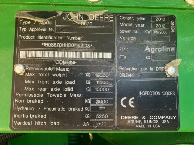 Джон Дир Другая 2012 в Здолбунове на Automoto.ua Джон Дир Другая, объемом двигателя 0 л и пробегом 0 тыс. км за 177161 $, фото 24 на Automoto.ua