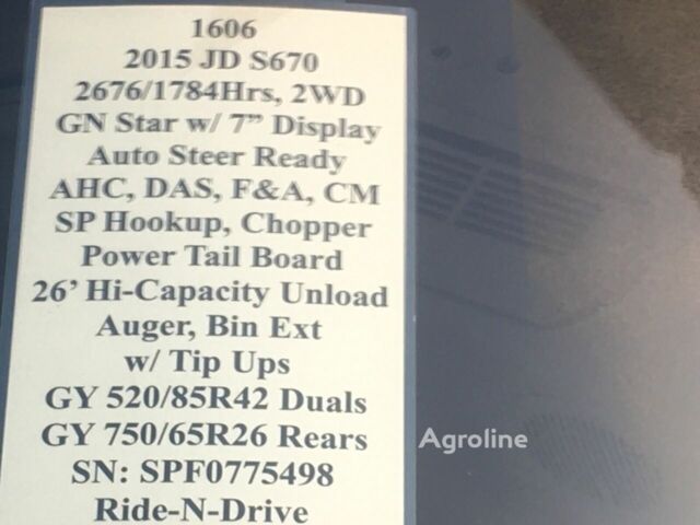 Джон Дір S670, об'ємом двигуна 0 л та пробігом 0 тис. км за 209685 $, фото 5 на Automoto.ua