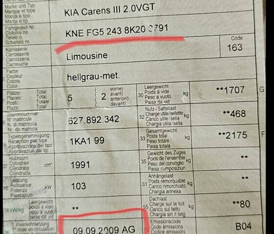 Киа Каренс, объемом двигателя 2 л и пробегом 191 тыс. км за 7699 $, фото 30 на Automoto.ua