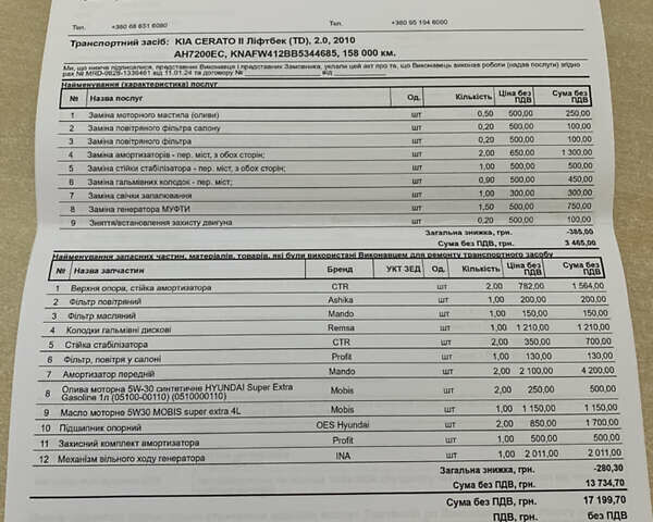 Черный Киа Черато, объемом двигателя 2 л и пробегом 175 тыс. км за 9400 $, фото 22 на Automoto.ua