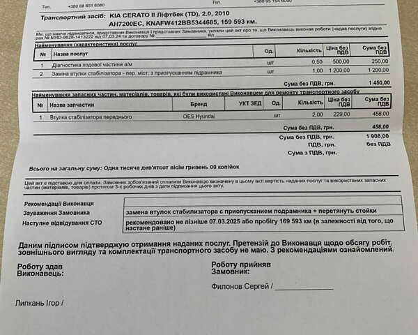 Черный Киа Черато, объемом двигателя 2 л и пробегом 175 тыс. км за 9400 $, фото 19 на Automoto.ua