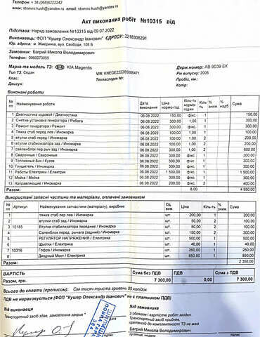 Сірий Кіа Маджентіс, об'ємом двигуна 2 л та пробігом 213 тис. км за 6700 $, фото 69 на Automoto.ua