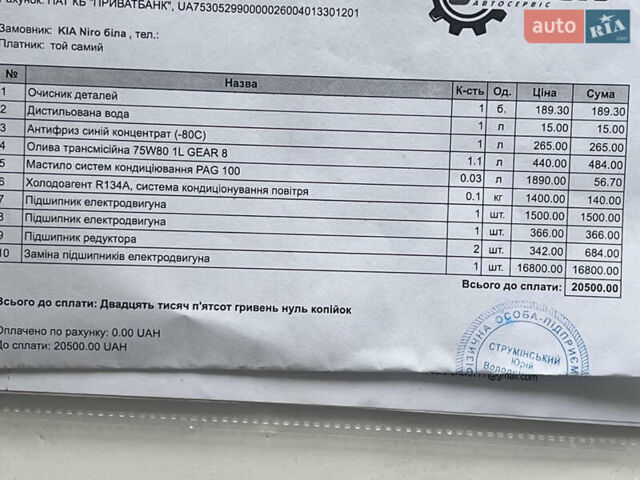 Белый Киа Niro, объемом двигателя 0 л и пробегом 129 тыс. км за 19200 $, фото 26 на Automoto.ua