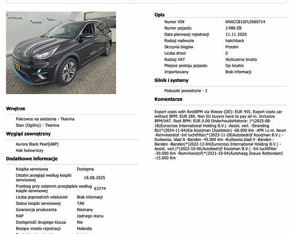 Чорний Кіа Niro, об'ємом двигуна 0 л та пробігом 69 тис. км за 21500 $, фото 56 на Automoto.ua
