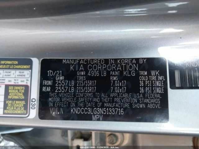 Серый Киа Niro, объемом двигателя 0 л и пробегом 62 тыс. км за 4900 $, фото 8 на Automoto.ua