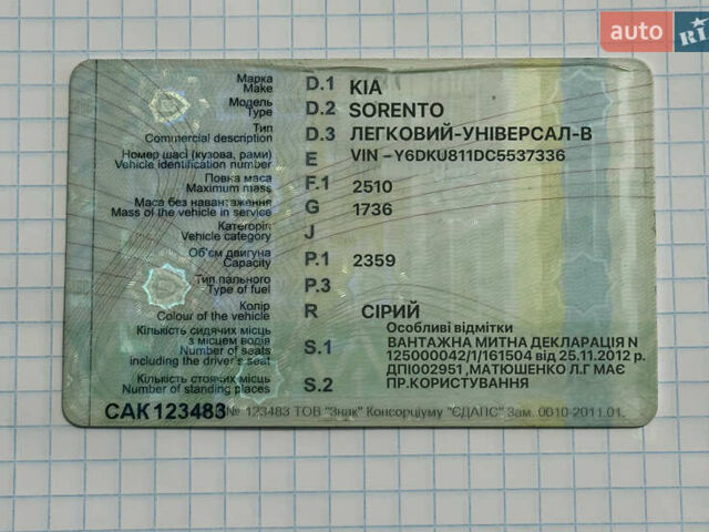 Серый Киа Соренто, объемом двигателя 2.4 л и пробегом 124 тыс. км за 12800 $, фото 1 на Automoto.ua