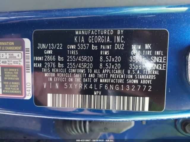 Синій Кіа Соренто, об'ємом двигуна 0 л та пробігом 78 тис. км за 12899 $, фото 9 на Automoto.ua