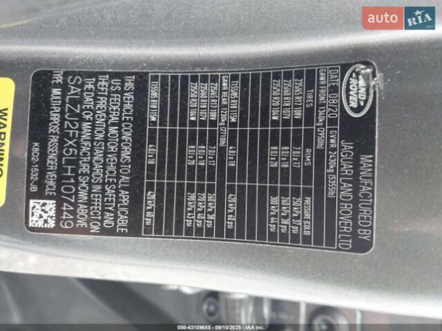 Серый Ленд Ровер Рендж Ровер Эвок, объемом двигателя 2 л и пробегом 85 тыс. км за 14300 $, фото 11 на Automoto.ua