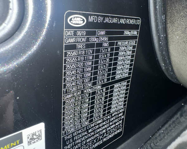 Черный Ленд Ровер Рендж Ровер Велар, объемом двигателя 2 л и пробегом 221 тыс. км за 29500 $, фото 16 на Automoto.ua