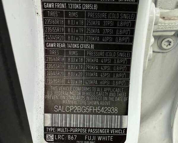 Белый Ленд Ровер Discovery Sport, объемом двигателя 3 л и пробегом 245 тыс. км за 10900 $, фото 15 на Automoto.ua