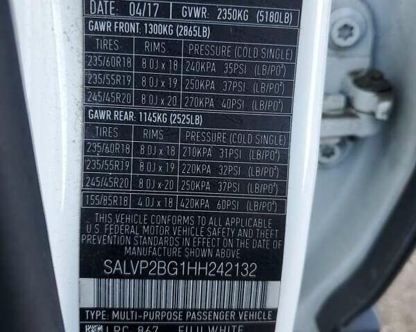 Белый Ленд Ровер Discovery Sport, объемом двигателя 2 л и пробегом 87 тыс. км за 4000 $, фото 11 на Automoto.ua