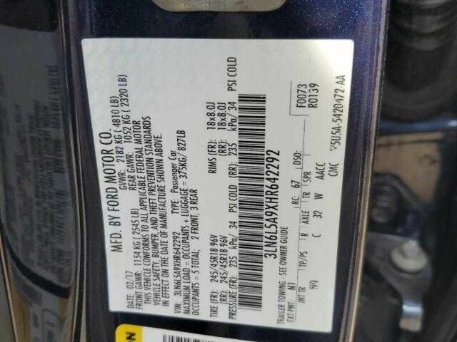 Линкольн МКЗ 2017 в Львове на Automoto.ua Синий Линкольн МКЗ, объемом двигателя 0 л и пробегом 52 тыс. км за 4000 $, фото 12 на Automoto.ua