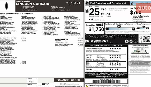 Черный Линкольн Corsair, объемом двигателя 2 л и пробегом 8 тыс. км за 36000 $, фото 7 на Automoto.ua