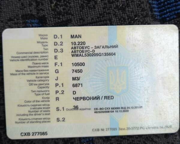 Красный МАН 10.220, объемом двигателя 6.87 л и пробегом 150 тыс. км за 8000 $, фото 13 на Automoto.ua