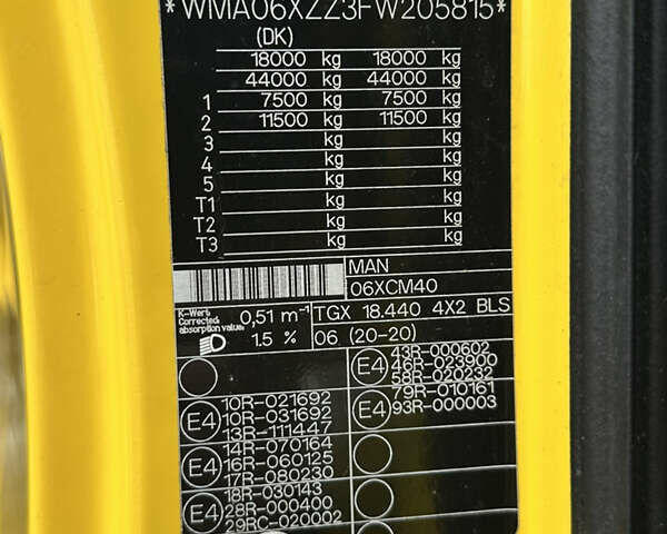 Жовтий МАН ТГКС, об'ємом двигуна 12.42 л та пробігом 855 тис. км за 23700 $, фото 10 на Automoto.ua