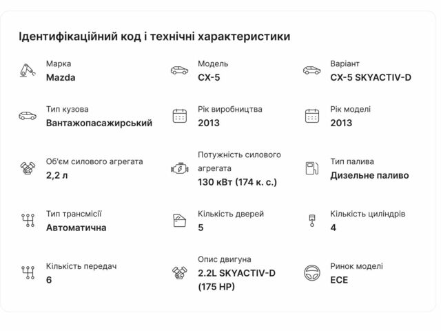 Серый Мазда СХ-5, объемом двигателя 2.2 л и пробегом 174 тыс. км за 14950 $, фото 18 на Automoto.ua