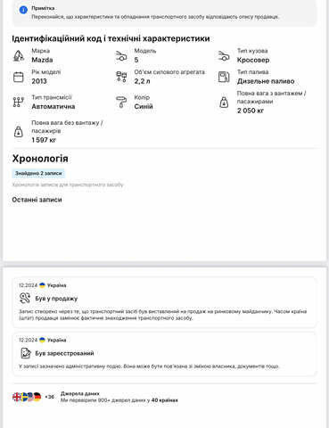 Синій Мазда СХ-5, об'ємом двигуна 2.19 л та пробігом 233 тис. км за 13999 $, фото 18 на Automoto.ua