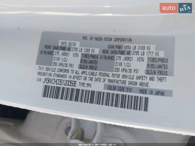 Мазда CX-90 2024 у Києві на Automoto.ua Білий Мазда CX-90, об'ємом двигуна 3.3 л та пробігом 33 тис. км за 13800 $, фото 7 на Automoto.ua