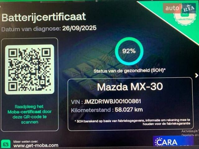 Серый Мазда MX-30, объемом двигателя 0 л и пробегом 58 тыс. км за 14300 $, фото 92 на Automoto.ua