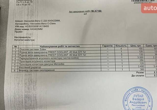 Синий Мерседес Ц-Класс, объемом двигателя 2.1 л и пробегом 276 тыс. км за 3500 $, фото 34 на Automoto.ua