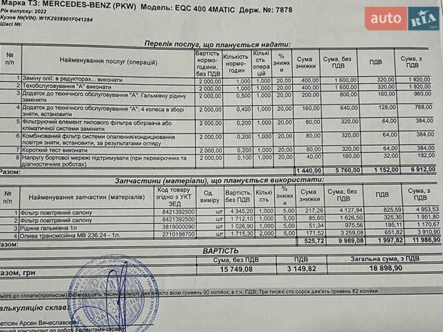 Белый Мерседес EQC, объемом двигателя 0 л и пробегом 85 тыс. км за 39800 $, фото 16 на Automoto.ua