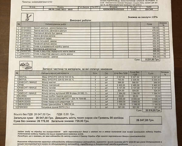 Синій Мерседес М-Клас, об'ємом двигуна 2.99 л та пробігом 261 тис. км за 23500 $, фото 32 на Automoto.ua