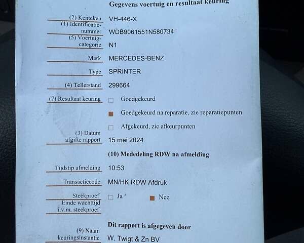 Белый Мерседес Sprinter, объемом двигателя 2.2 л и пробегом 340 тыс. км за 19900 $, фото 8 на Automoto.ua