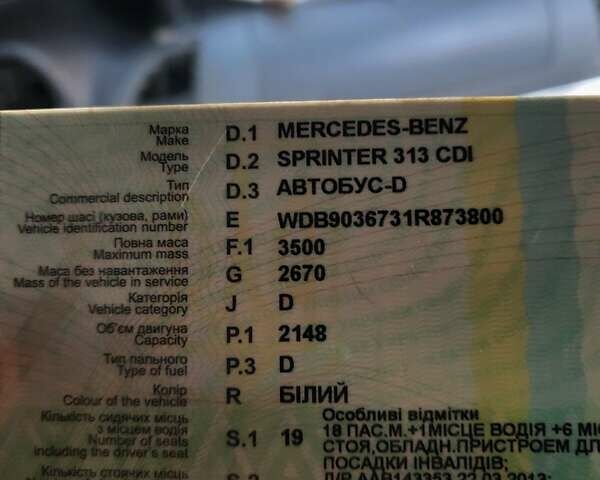 Белый Мерседес Sprinter, объемом двигателя 2.15 л и пробегом 777 тыс. км за 14500 $, фото 23 на Automoto.ua