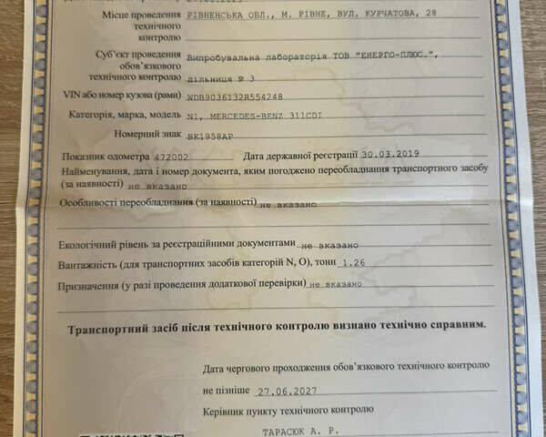 Белый Мерседес Sprinter, объемом двигателя 2.2 л и пробегом 600 тыс. км за 10500 $, фото 10 на Automoto.ua