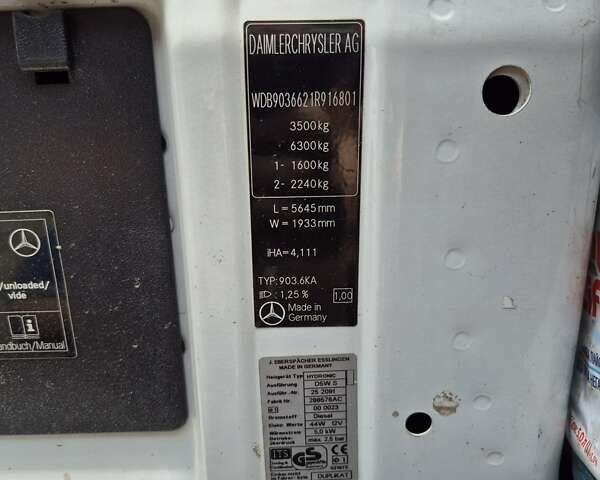 Белый Мерседес Sprinter, объемом двигателя 2.7 л и пробегом 435 тыс. км за 7100 $, фото 16 на Automoto.ua