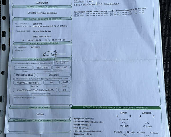 Білий Мерседес Sprinter, об'ємом двигуна 2.2 л та пробігом 329 тис. км за 22900 $, фото 74 на Automoto.ua