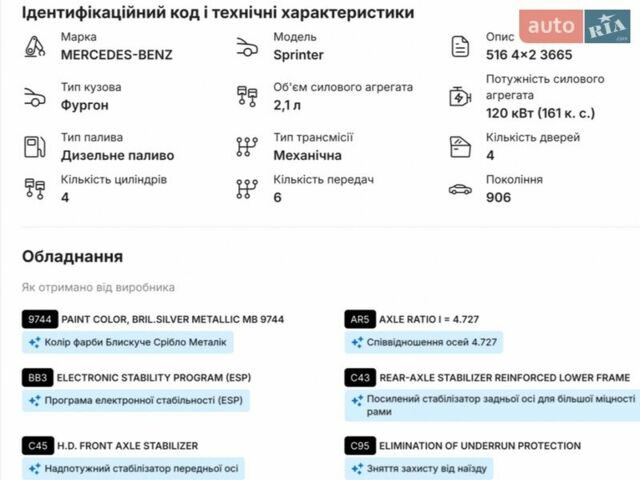 Сірий Мерседес Sprinter, об'ємом двигуна 2.2 л та пробігом 283 тис. км за 20000 $, фото 21 на Automoto.ua