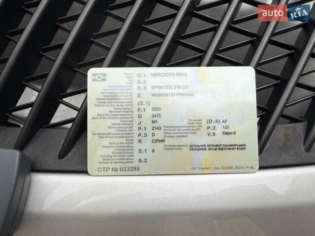 Сірий Мерседес Sprinter, об'ємом двигуна 2.14 л та пробігом 43 тис. км за 46000 $, фото 43 на Automoto.ua
