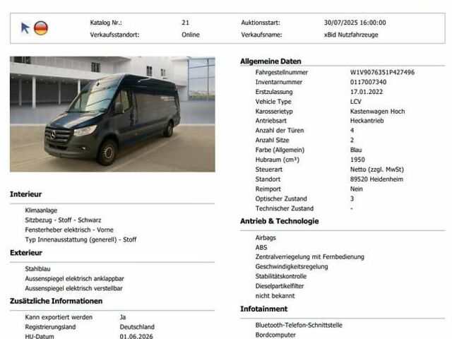 Синий Мерседес Sprinter, объемом двигателя 1.95 л и пробегом 279 тыс. км за 27550 $, фото 35 на Automoto.ua